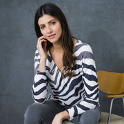 Marble Zebra Sweater - Style 6714-105 (Charcoal Grey / Grey / Ivory)