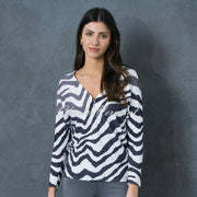 Marble Zebra Sweater - Style 6714-105 (Charcoal Grey / Grey / Ivory)