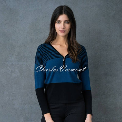 Marble Zipped Sweater - Style 6715-170 (Marine Blue / Black)