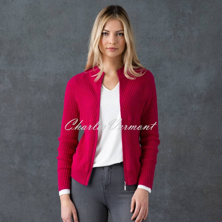 Marle Raspberry Coloured Sweater Marble Zip Cardigan - Style 6719-126 (Raspberry) | Charles Vermont ...