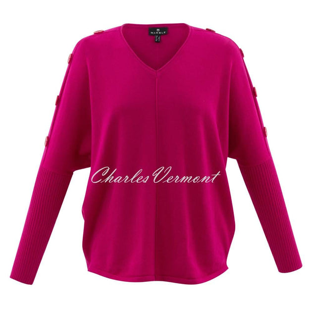 Marble Button Sleeve Sweater - Style 6728-126 (Raspberry) | Charles Vermont