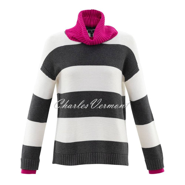 Marle Raspberry Coloured Sweater Marble Striped Sweater - Style 6749-126 (Charcoal Grey / Ivory ...