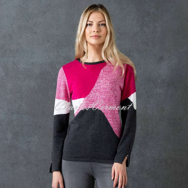 Marble Sweater - Style 6758-126 (Raspberry / Charcoal / Ivory ...