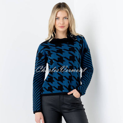 Marble Dog Tooth Sweater - Style 6781-170 (Marine Blue / Black)