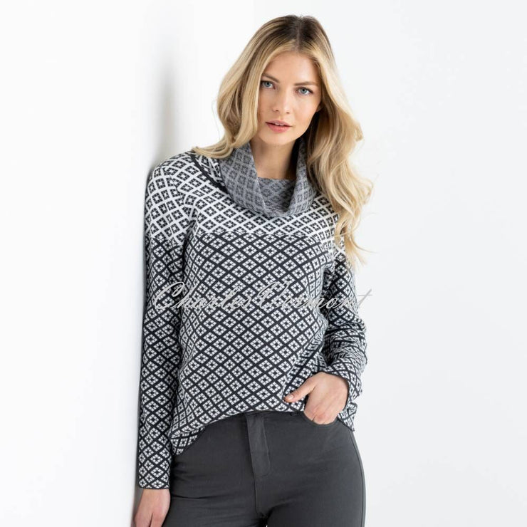 Marble Sweater - Style 6782-105 (Charcoal Grey / Ivory)