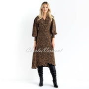 Marble Wrap Dress - Style 6792-130 (Camel / Black)