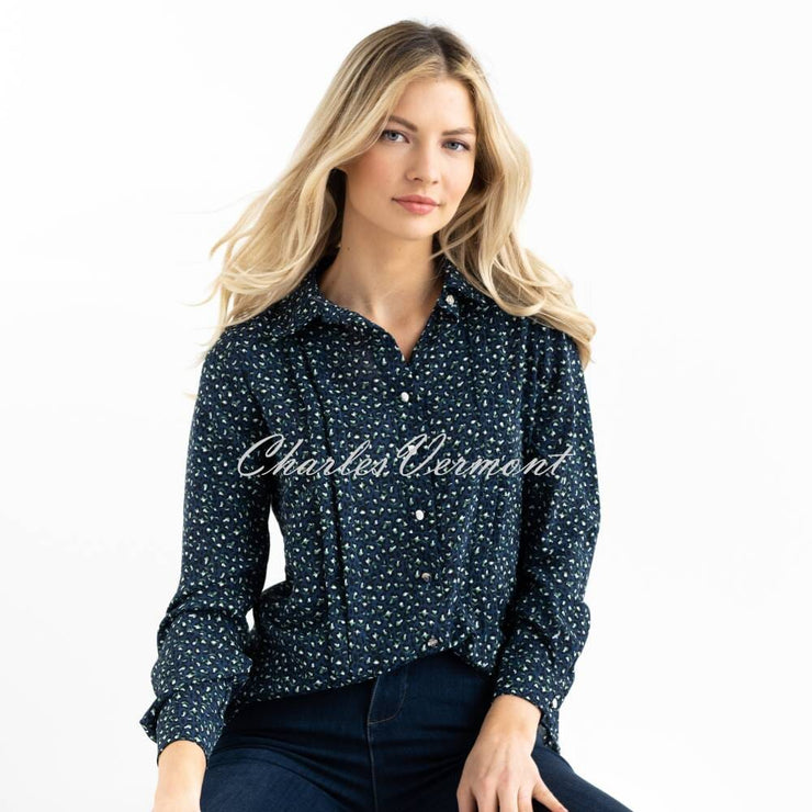 Marble Blouse - Style 6796-195 (Marine Blue / Green / Multi)
