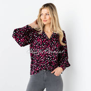 Marble Blouse - Style 6798-162 (Raspberry / Black / Charcoal Grey / Ivory)