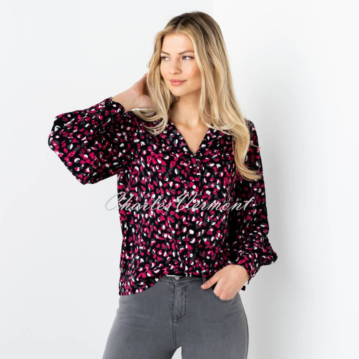 Marble Blouse - Style 6798-162 (Raspberry / Black / Charcoal Grey / Ivory)