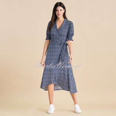 Marble Printed Wrap Dress - Style 6986-103 (Navy)