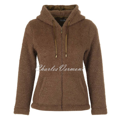 Dolcezza Zip Cardigan Jacket - Style 72202 (Chocolate Brown with Gold Shimmer)