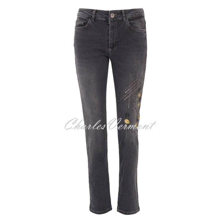 Dolcezza Hand Painted Denim Jean - Style 72401 (Charcoal Grey)