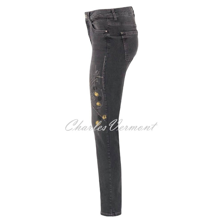 Dolcezza Hand Painted Denim Jean - Style 72401 (Charcoal Grey)