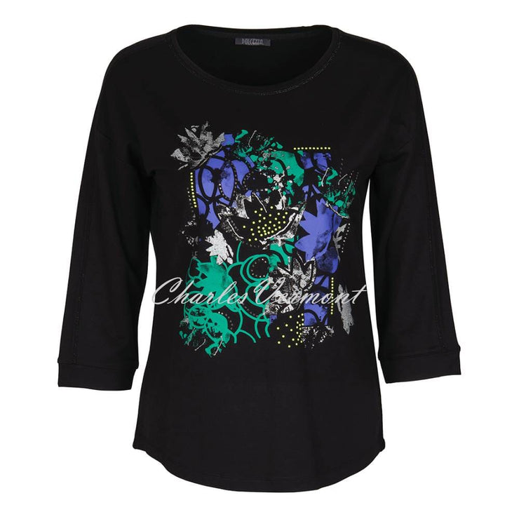 Dolcezza Printed Top with Silver Diamante Detail - Style 72613