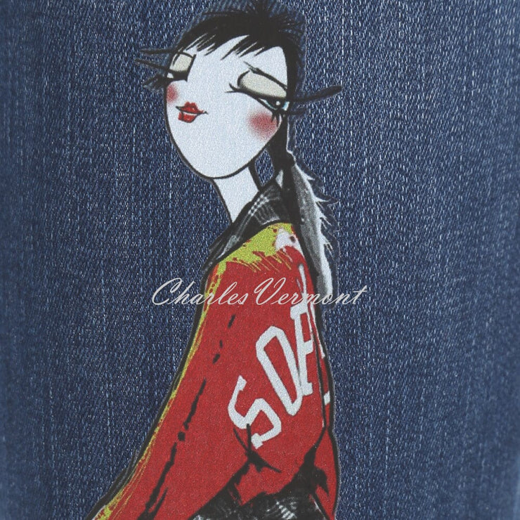Doris Streich Jeans With Comic Motif Detail - Style 842195-56