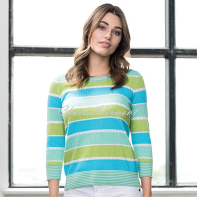 Alison Sheri Striped Sweater - Style A41035 (Aqua / Lime / Peppermint)