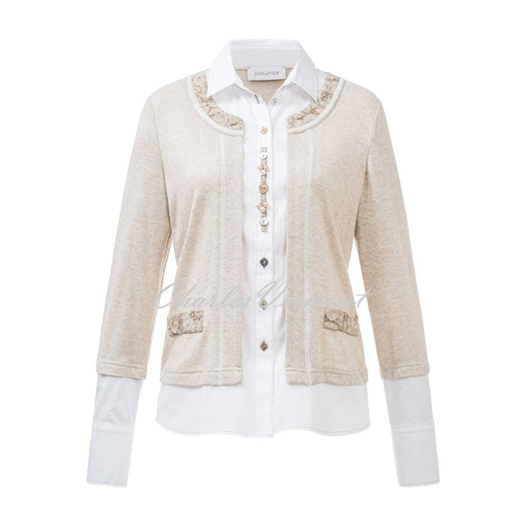 Just White 2-in-1 Blouse - Style C1751