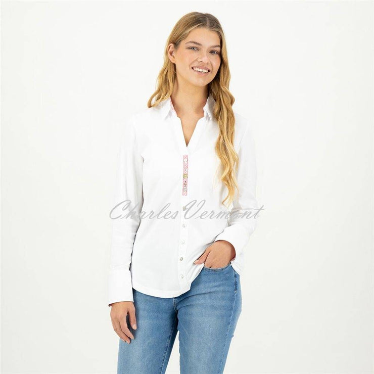 Just White Jersey Stretch Blouse - Style C1753