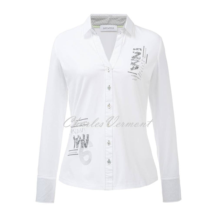 Just White Jersey Stretch Blouse - Style J1653