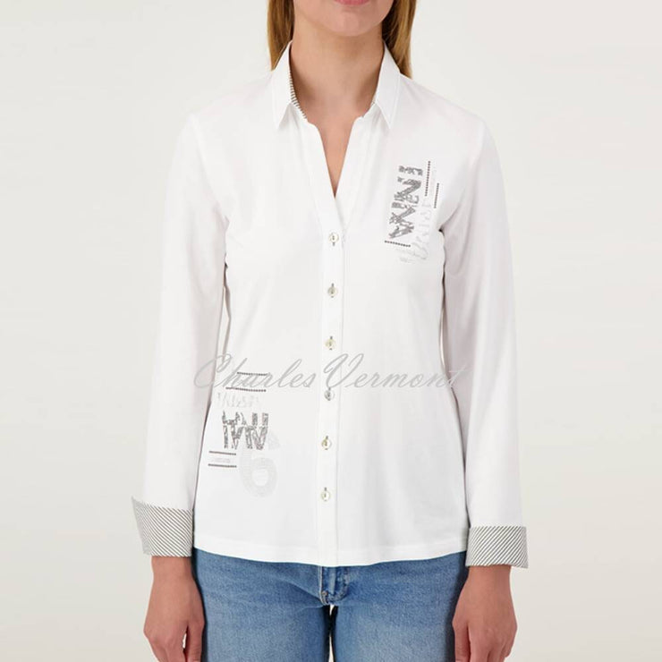 Just White Jersey Stretch Blouse - Style J1653