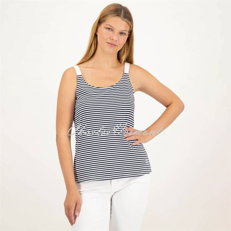 Just White Striped Camisole Top - Style J1714 (Navy/White)