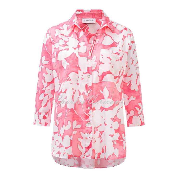 Just White Floral Blouse - Style J1926 (Pink)
