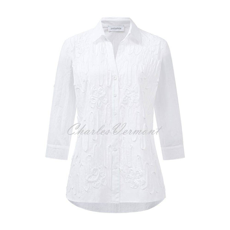 Just White Blouse with Textured Front - Style J2036