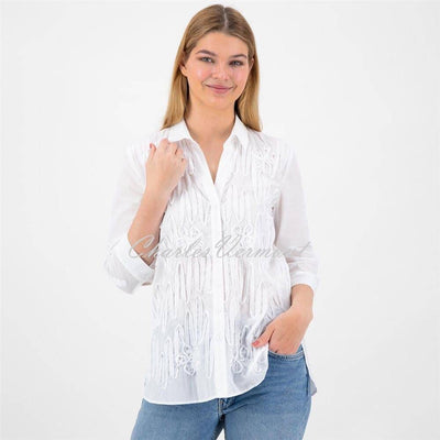 Just White Blouse with Textured Front - Style J2036