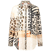 Just White Printed Blouse - Style J2459 (Beige / Coral / Multi)