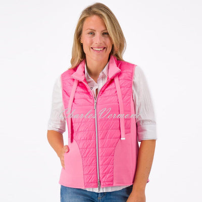 Just White Quilted Gilet with Rhinestone Detail - Style J3005 (Pink)