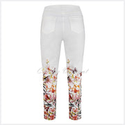 Robell Bella 09 - 7/8 Cropped Trouser - Style 51560-54870-10 (Off-White / Multi Floral)