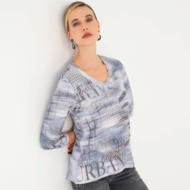Dolcezza Lightweight Knit Tunic Top with Silver Rhinestone Detail - Style 72141