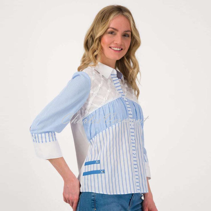 Just White Blouse - Style J2937 (Pale Blue / White)