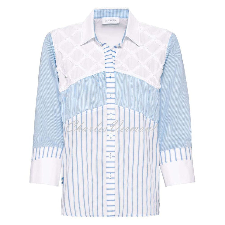 Just White Blouse - Style J2937 (Pale Blue / White)