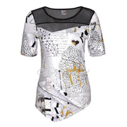 Dolcezza Mesh Shoulder Short Sleeve Top – Style 22653