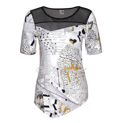 Dolcezza Mesh Shoulder Short Sleeve Top – Style 22653