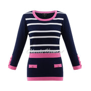 Marble Striped Sweater - Style 6501-194 (Pink / Navy / White)