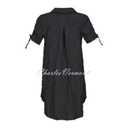 EverSassy Short Sleeve Buttoned Tunic Dress – Style 62106 (Black)