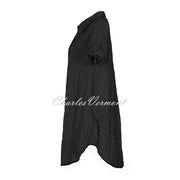 EverSassy Short Sleeve Buttoned Tunic Dress – Style 62106 (Black)