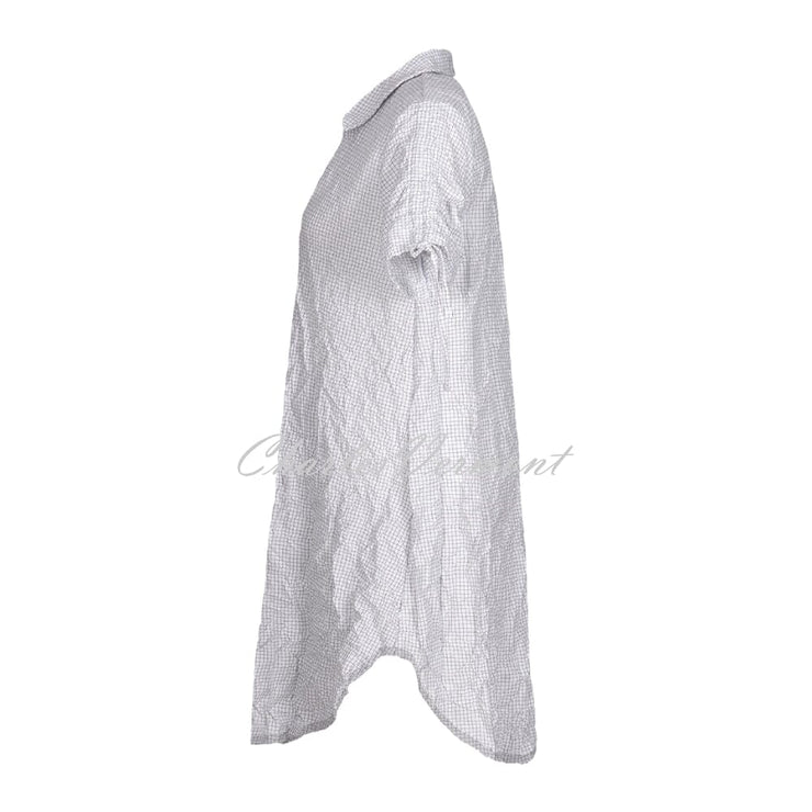 EverSassy Short Sleeve Buttoned Tunic/Dress – Style 62106 (White)