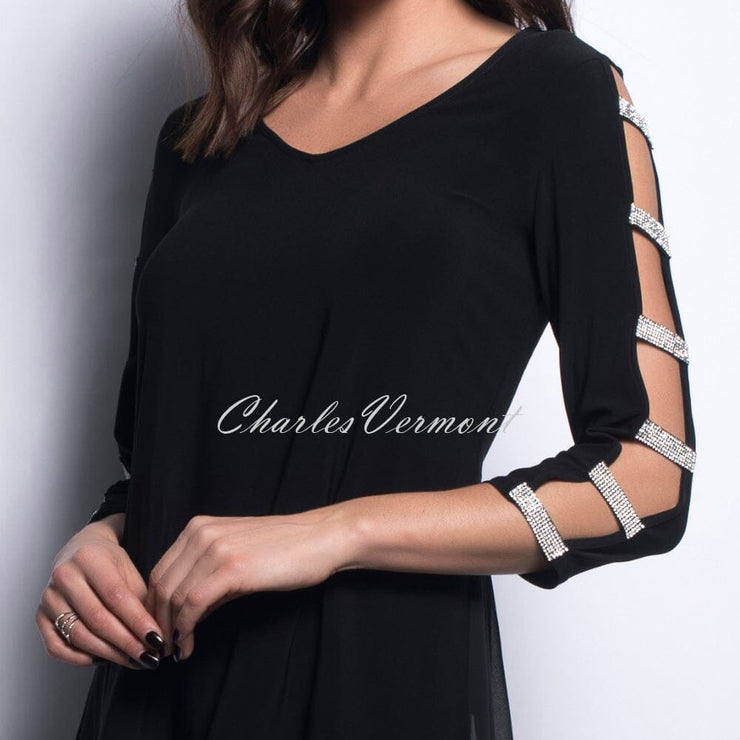 Frank Lyman Tunic with Diamante Sleeves – Style 209026 (Black)