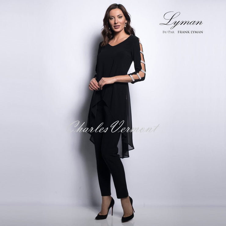 Frank Lyman Tunic with Diamante Sleeves – Style 209026 (Black)