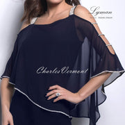 Frank Lyman Jumpsuit with Diamante Trim – Style 209031 (Midnight Blue)