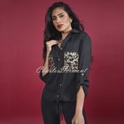 Frank Lyman Blouse with Sequined Print Pockets – Style 214132U