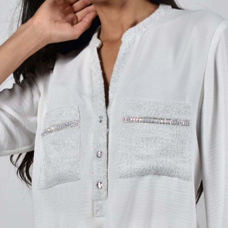 Frank Lyman Blouse with Sparkling Diamantes – Style 226238