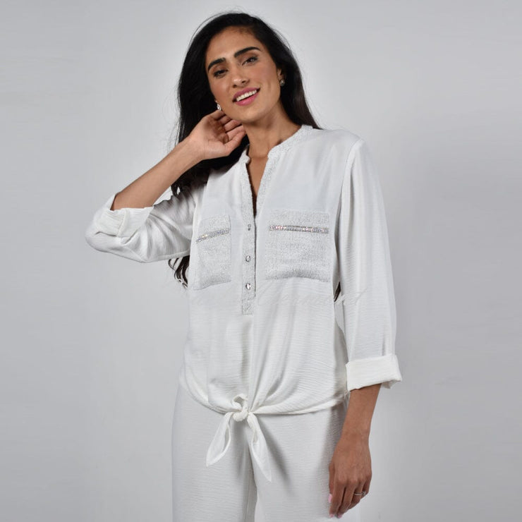 Frank Lyman Blouse with Sparkling Diamantes – Style 226238