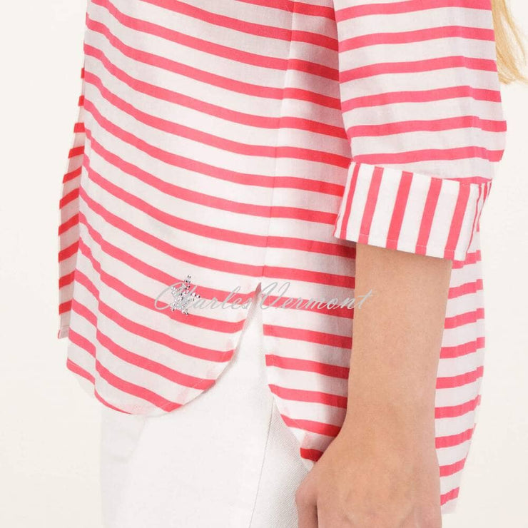 Just White Striped Blouse - Style J1985 (Pink / White)