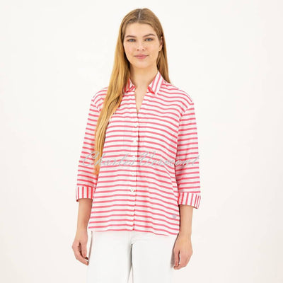 Just White Striped Blouse - Style J1985 (Pink / White)