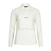 I’cona Cowl Neck Pullover with Diamante Sleeve – Style 64064-60002-11 (Off-White)