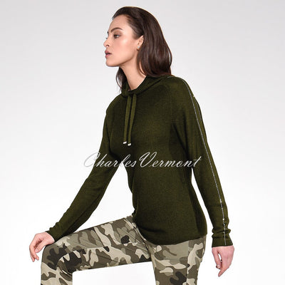 I’cona Cowl Neck Pullover with Diamante Sleeve – Style 64064-60002-88 (Green)
